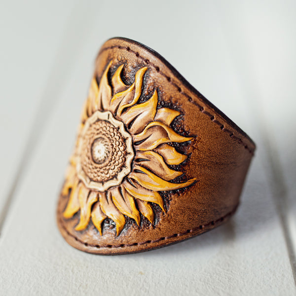Hand Painted Sunflower Cuff