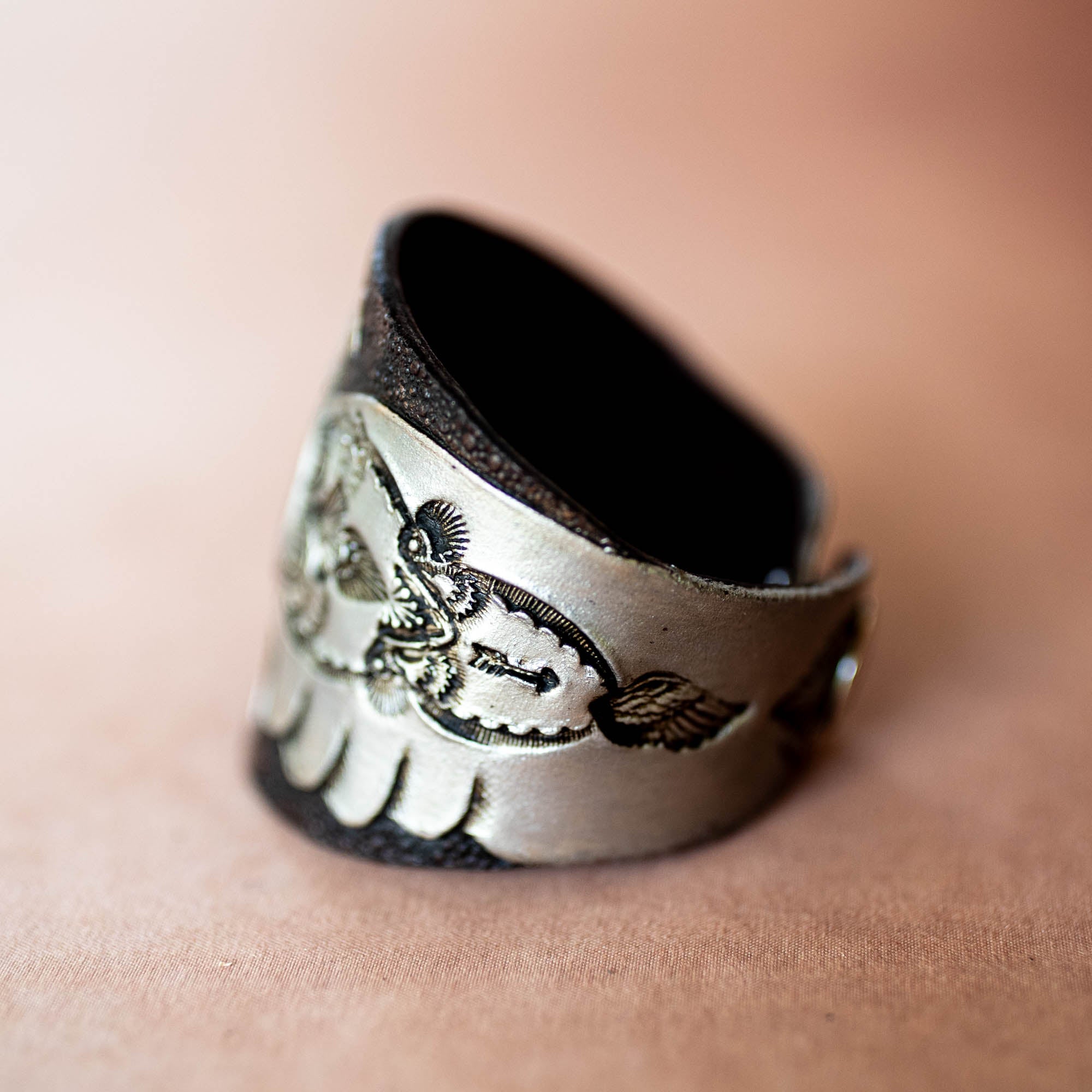 Hand Painted Thunderbird Cuff with Turquoise