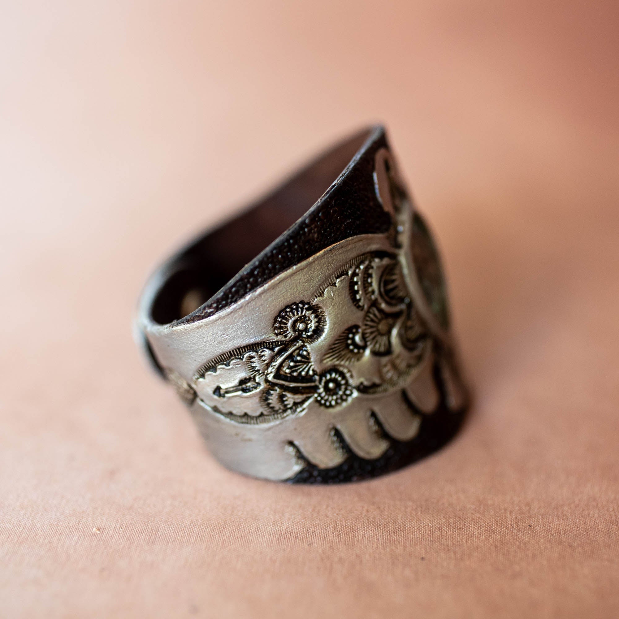 Hand Painted Thunderbird Cuff with Turquoise