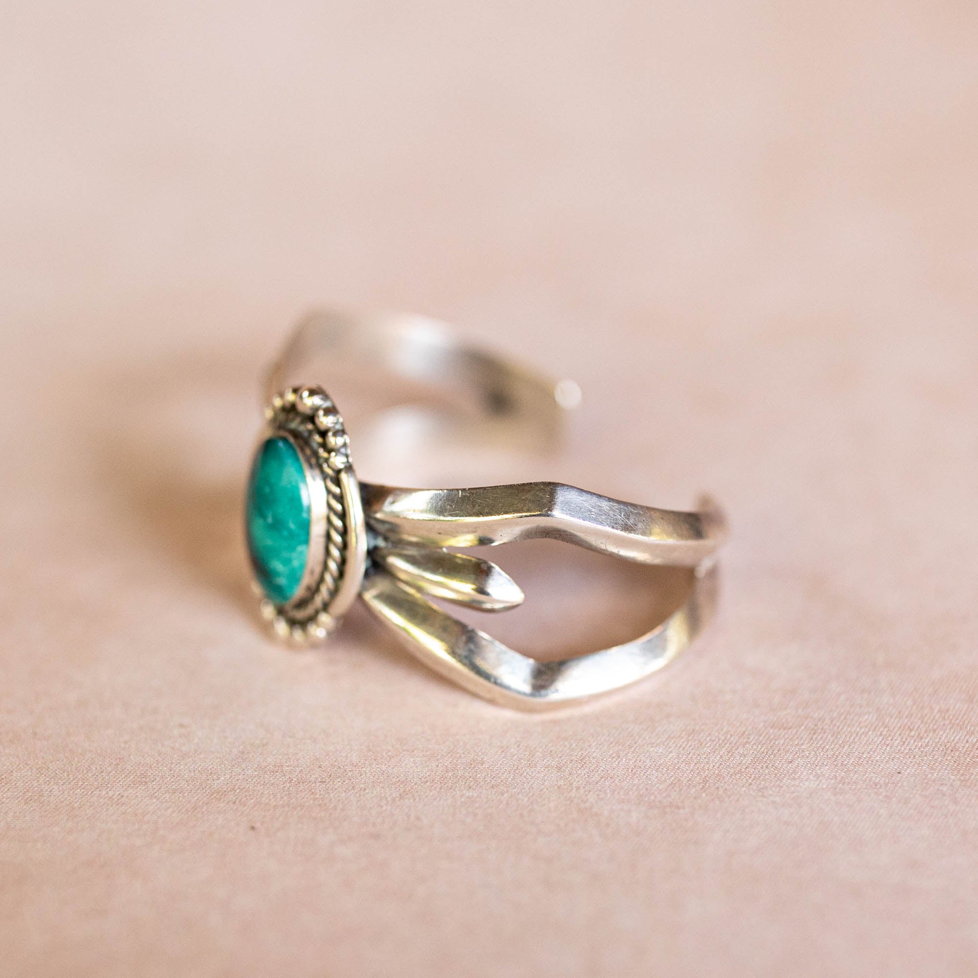 Vintage Silver Navajo Cuff with High Grade Turquoise