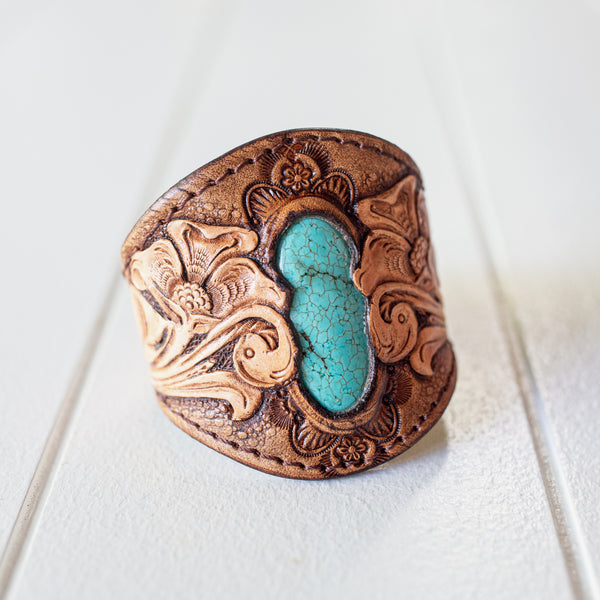 Western Floral Cuff with Turquoise