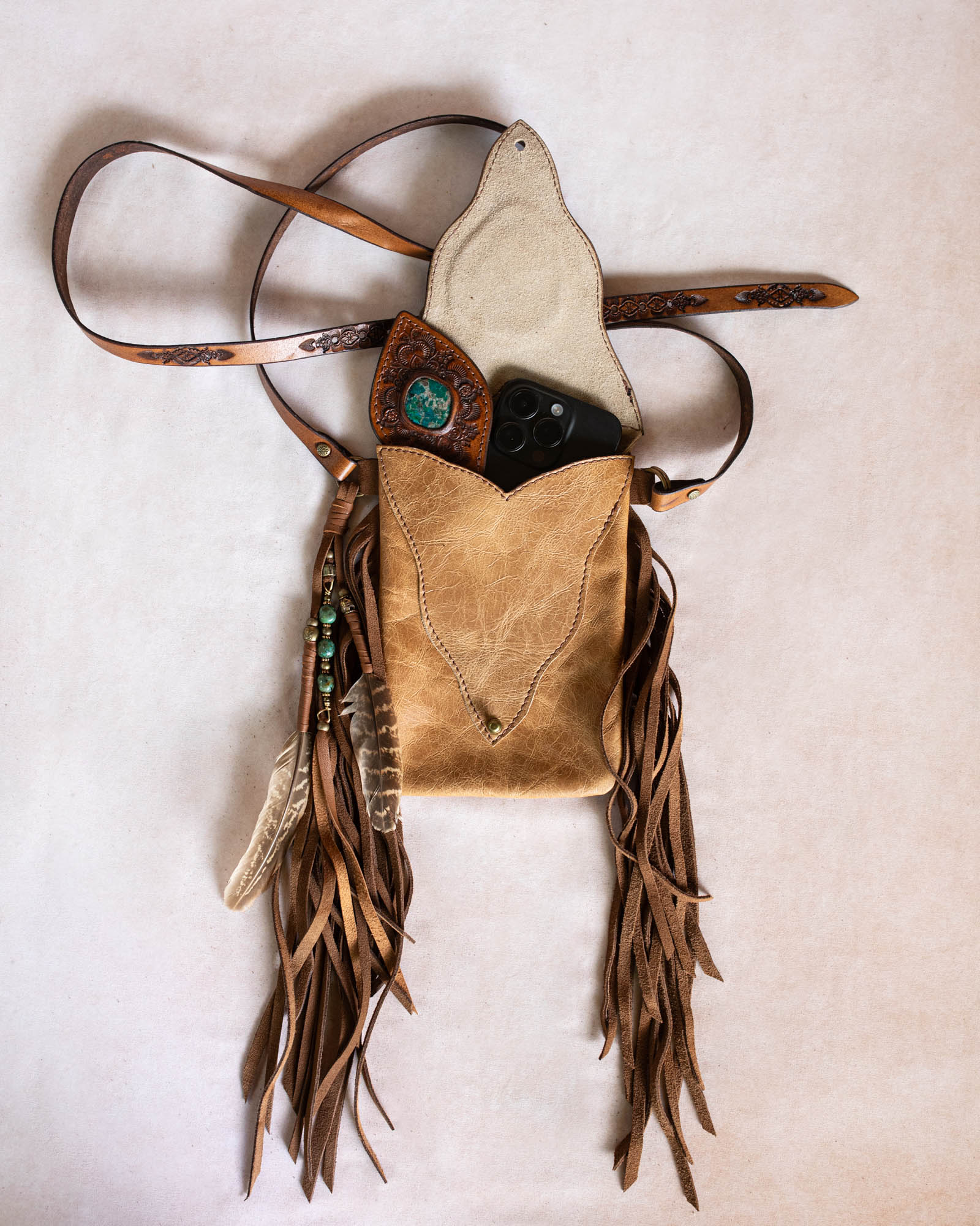 Gypsy Wanderer Phone Pouch with Turquoise