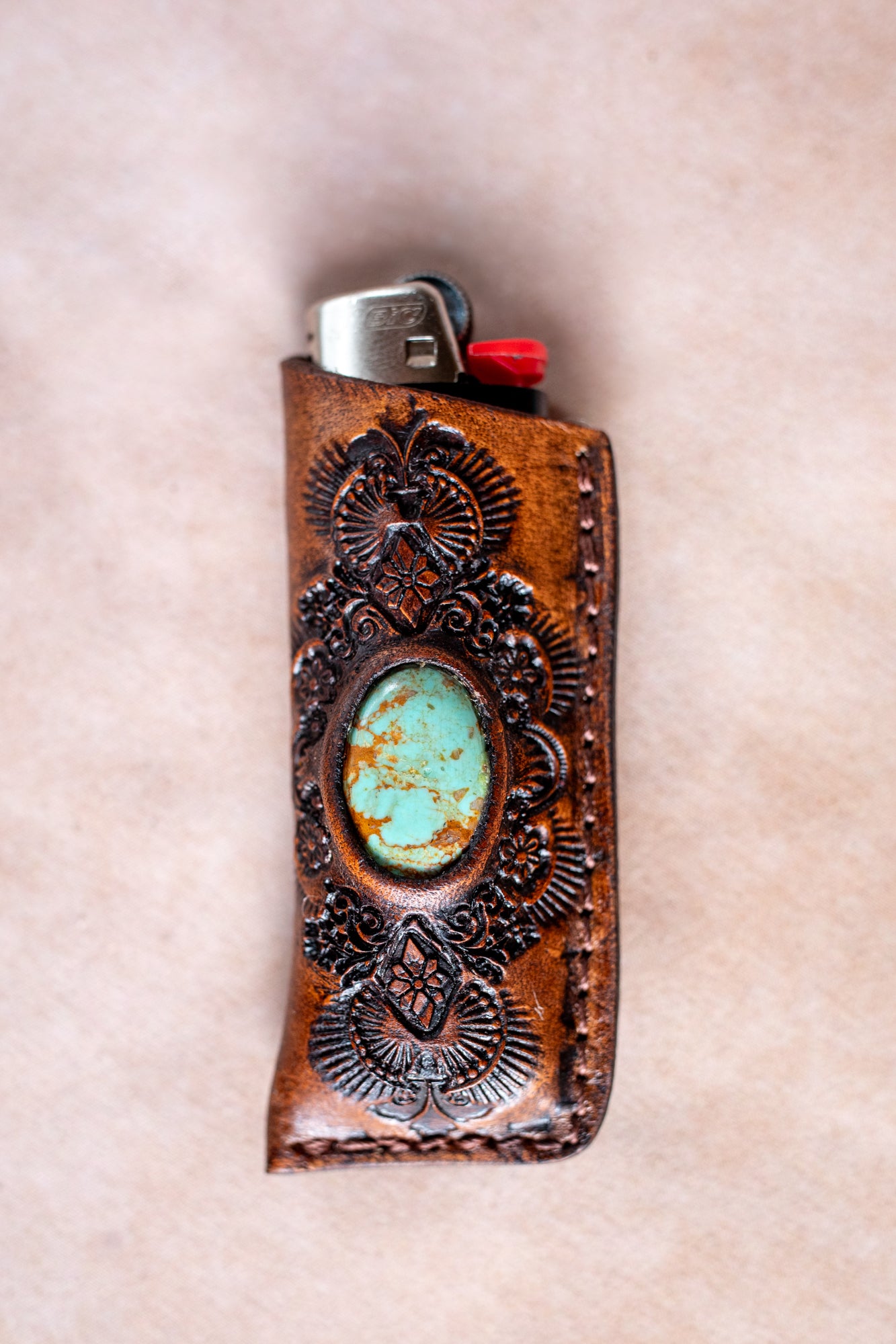 Woodstock Lighter Case with Turquoise