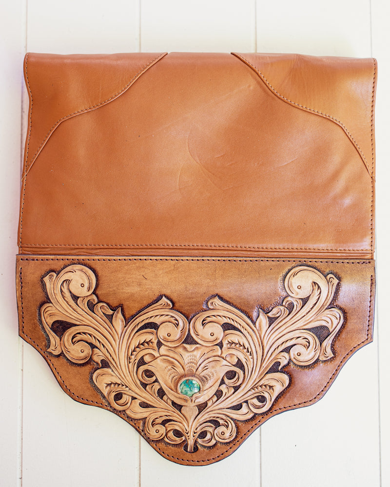 Western Floral Clutch with Turquoise