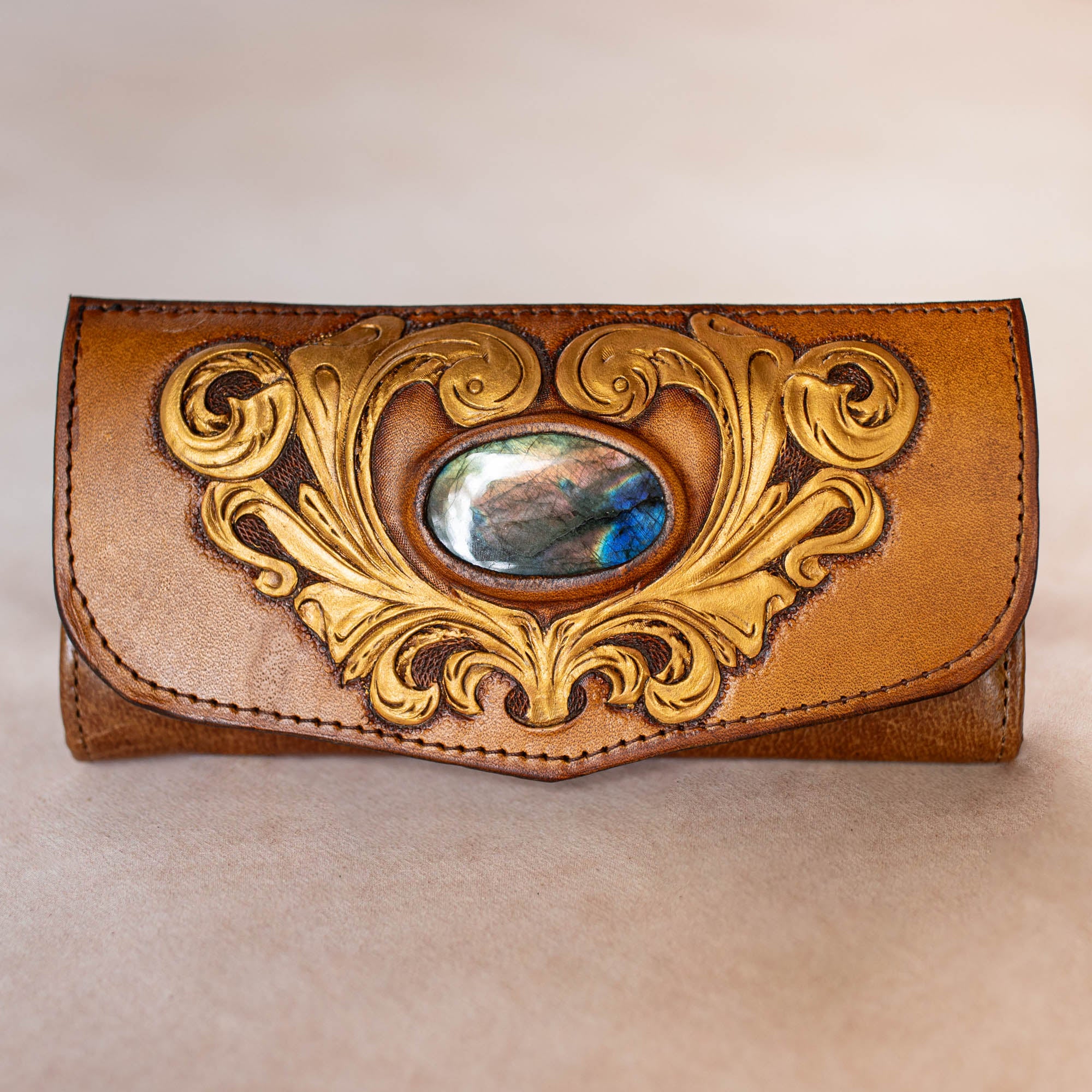 Western Swirls Wallet with Labradorite