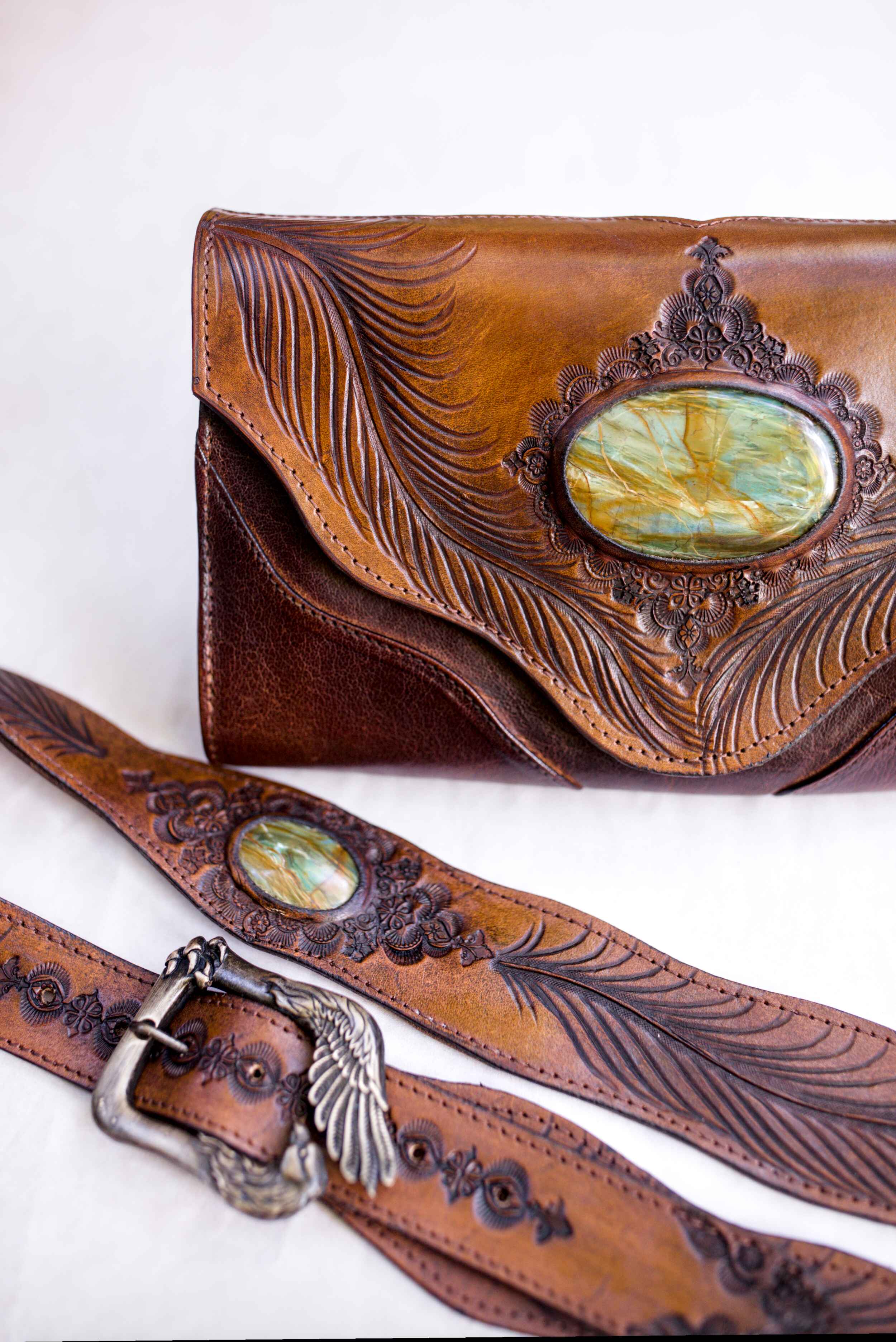 Eagle Feather Clutch with Dragon Stone