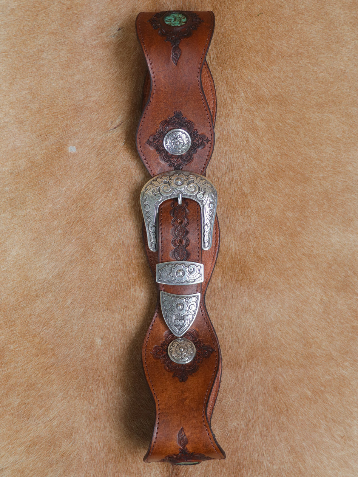 Diablo Concho Cowgirl Belt with Turquoise