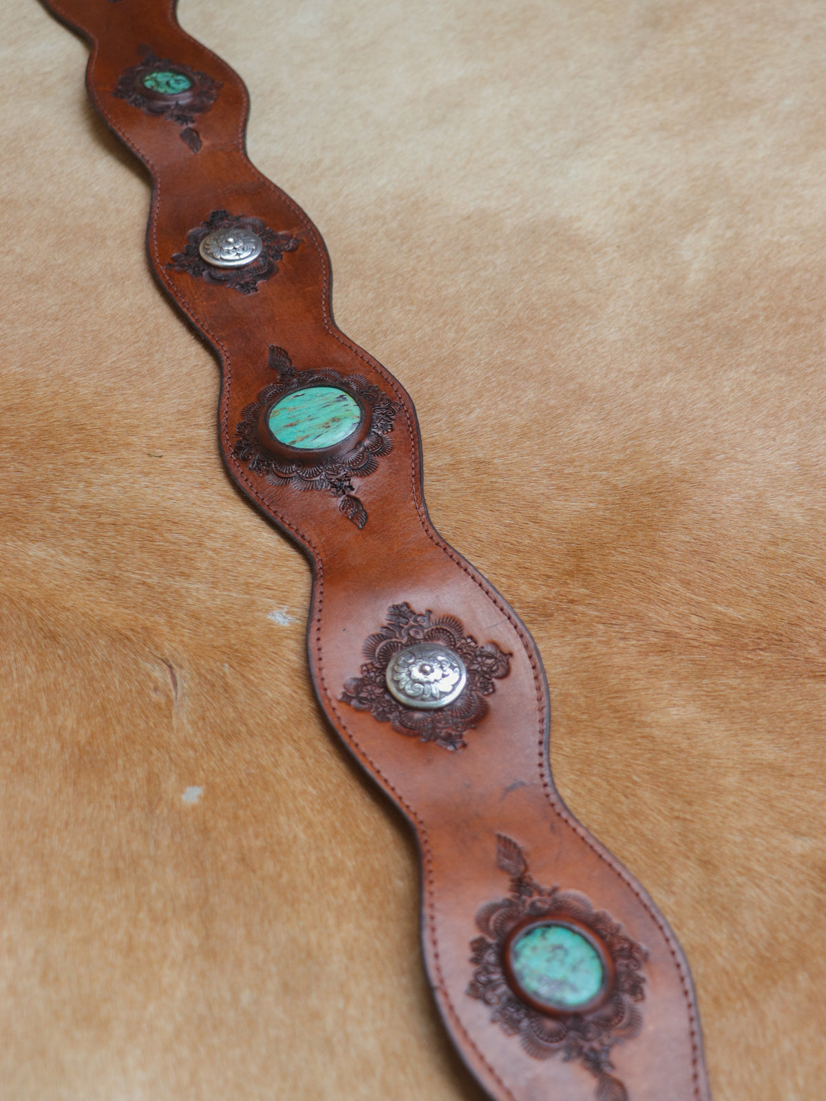 Diablo Concho Cowgirl Belt with Turquoise