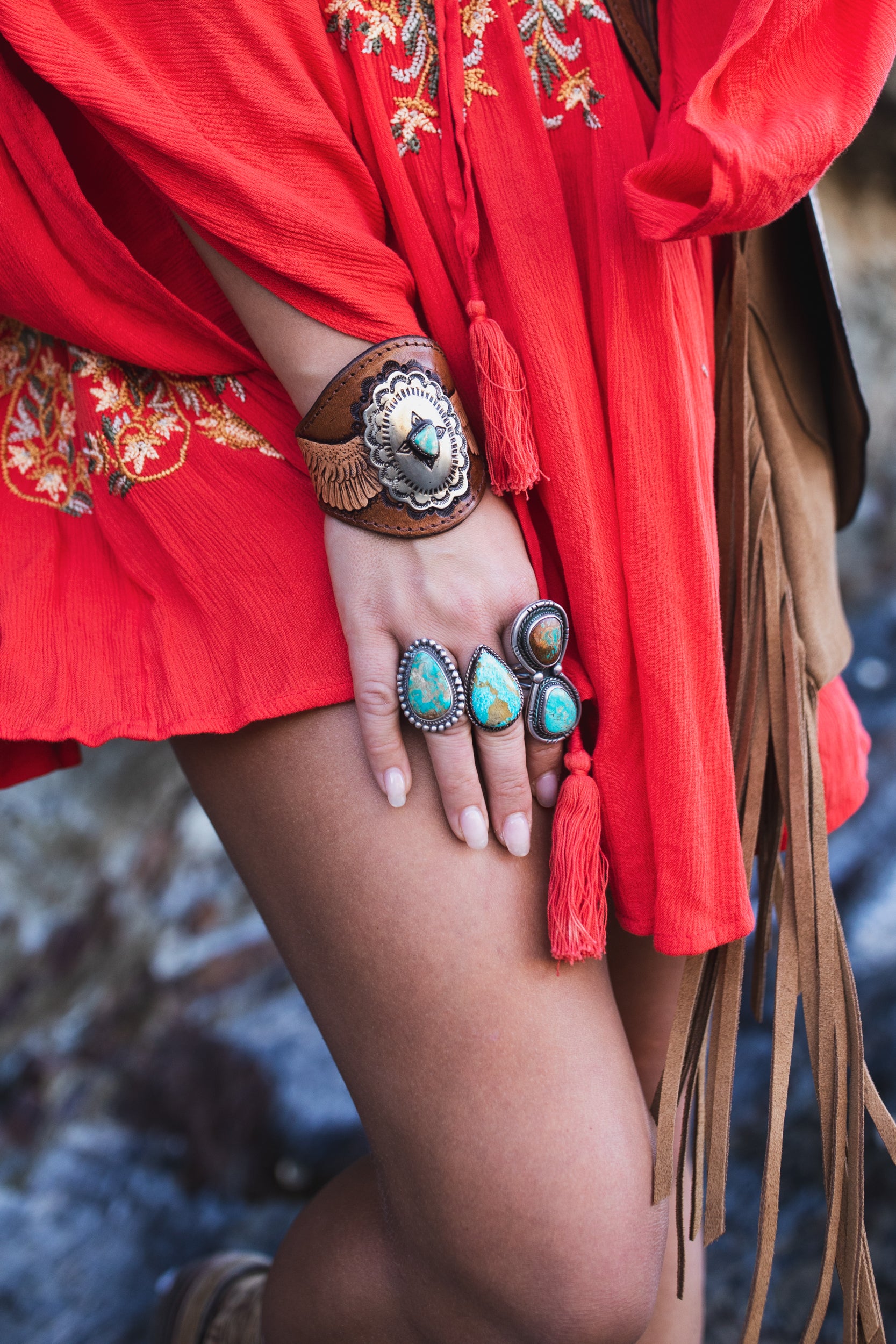 Guardian Wings Cuff with Navajo Concho