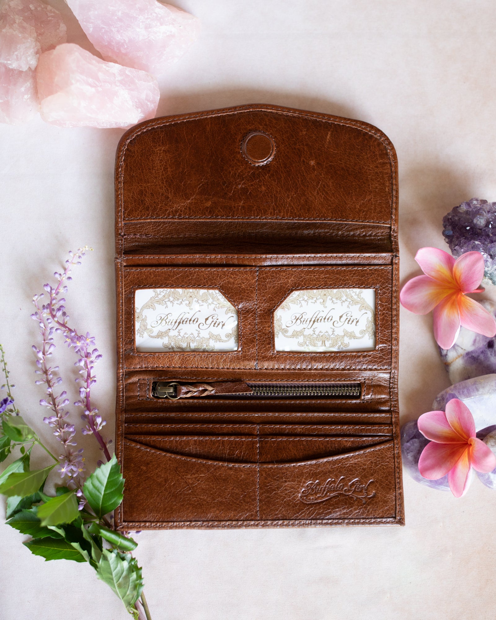 Western Floral Wallet with Amethyst