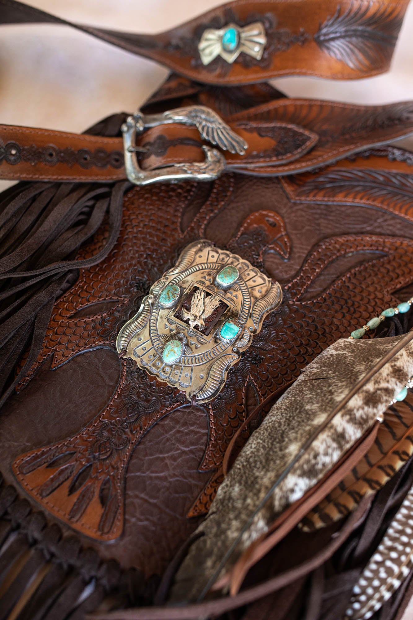 Apache Eagle Bag with Vintage Navajo Concho