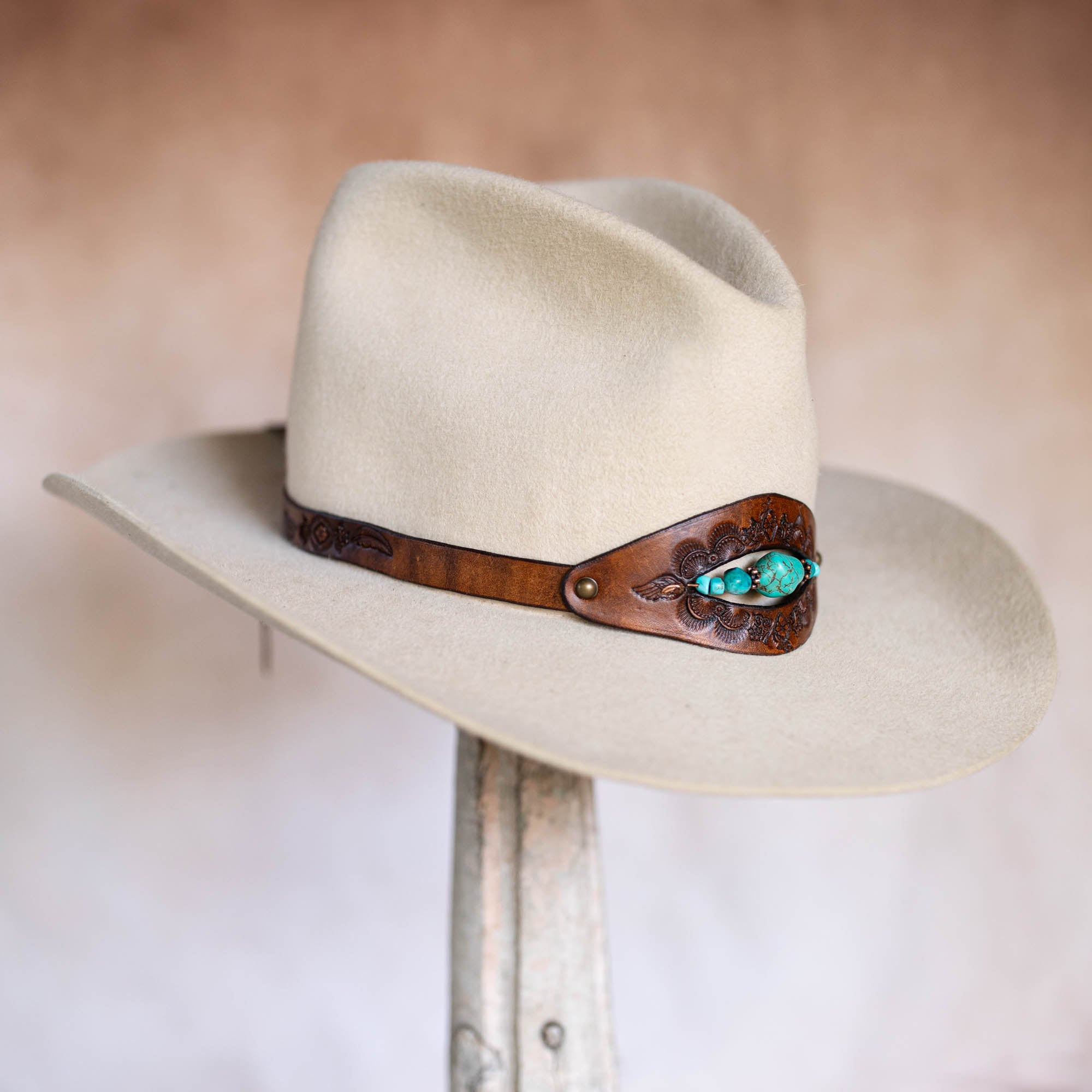 Beaded Crown Hat Band with Turquoise