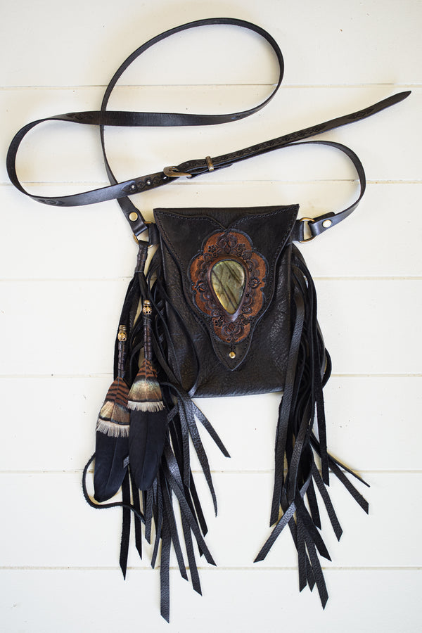 Black Bay Gypsy Wanderer Phone Pouch with Labradorite