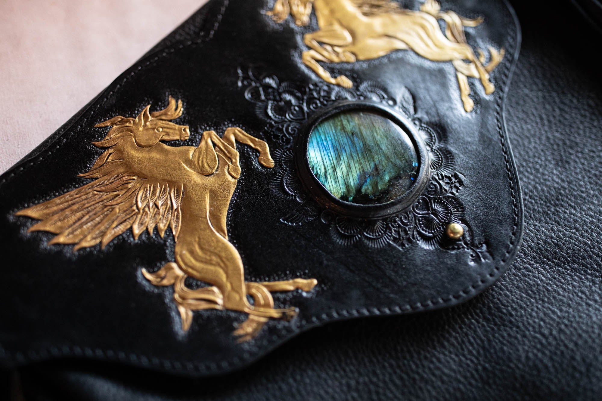 Black Magic Pegasus Gypsy Wanderer Bag with Labradorite