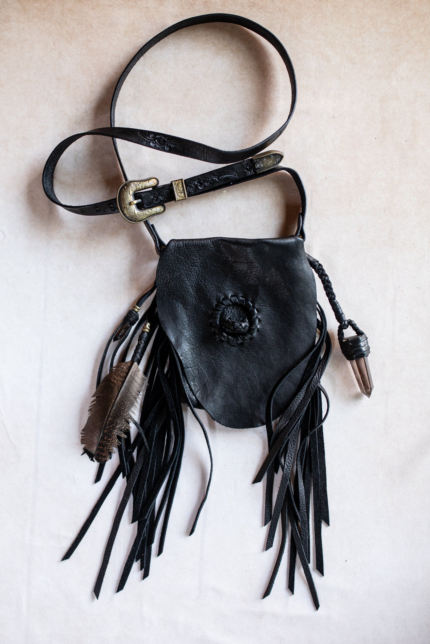 Black Magic Nomad Phone Pouch with Smoky Quartz