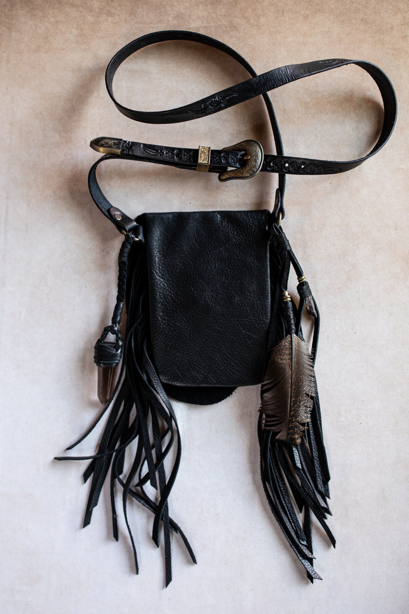 Black Magic Nomad Phone Pouch with Smoky Quartz