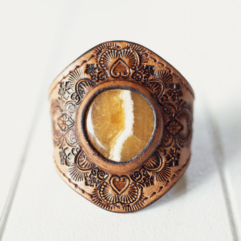 Mandala Cuff with Orange Calcite