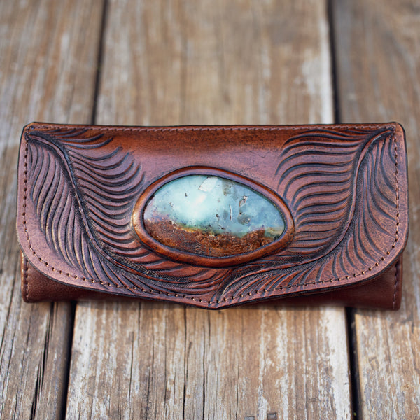 Eagle Feather Wallet with Australian Chrysoprase