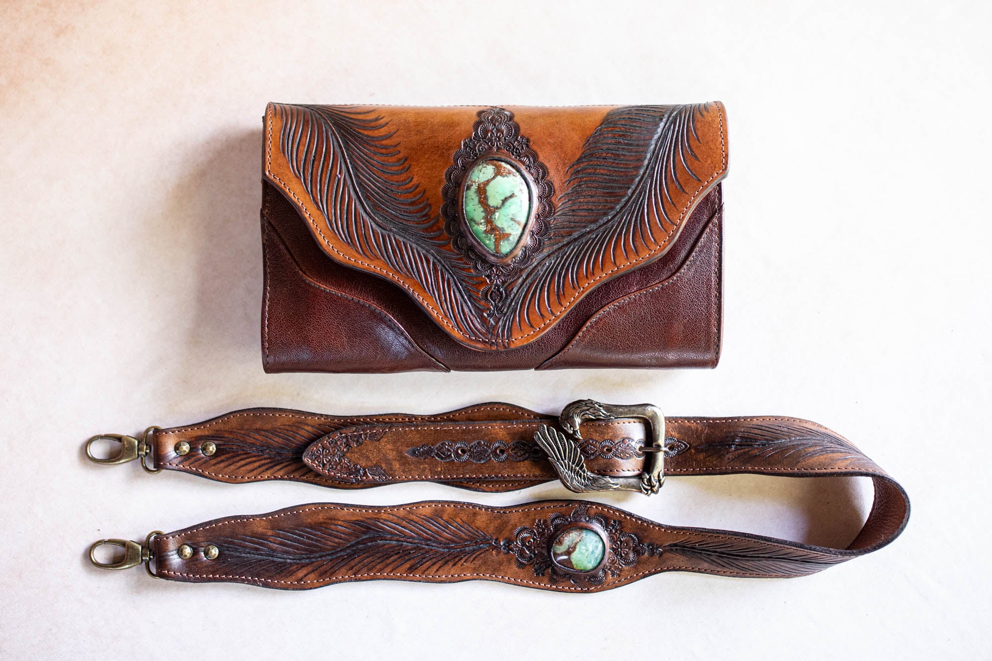Eagle Feather Clutch with Chrysoprase