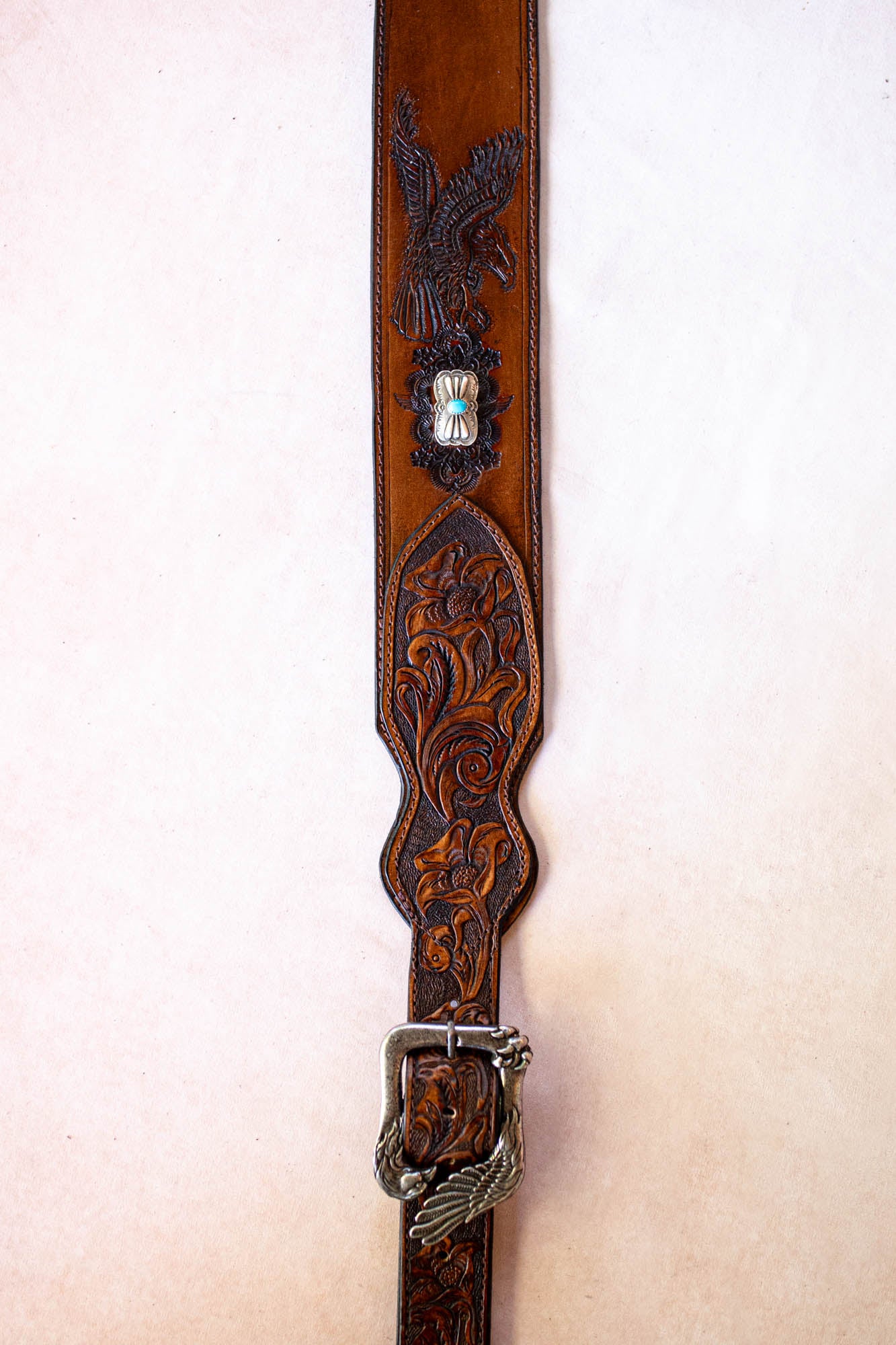 Rebel Eagle Guitar Strap with Navajo Conchos