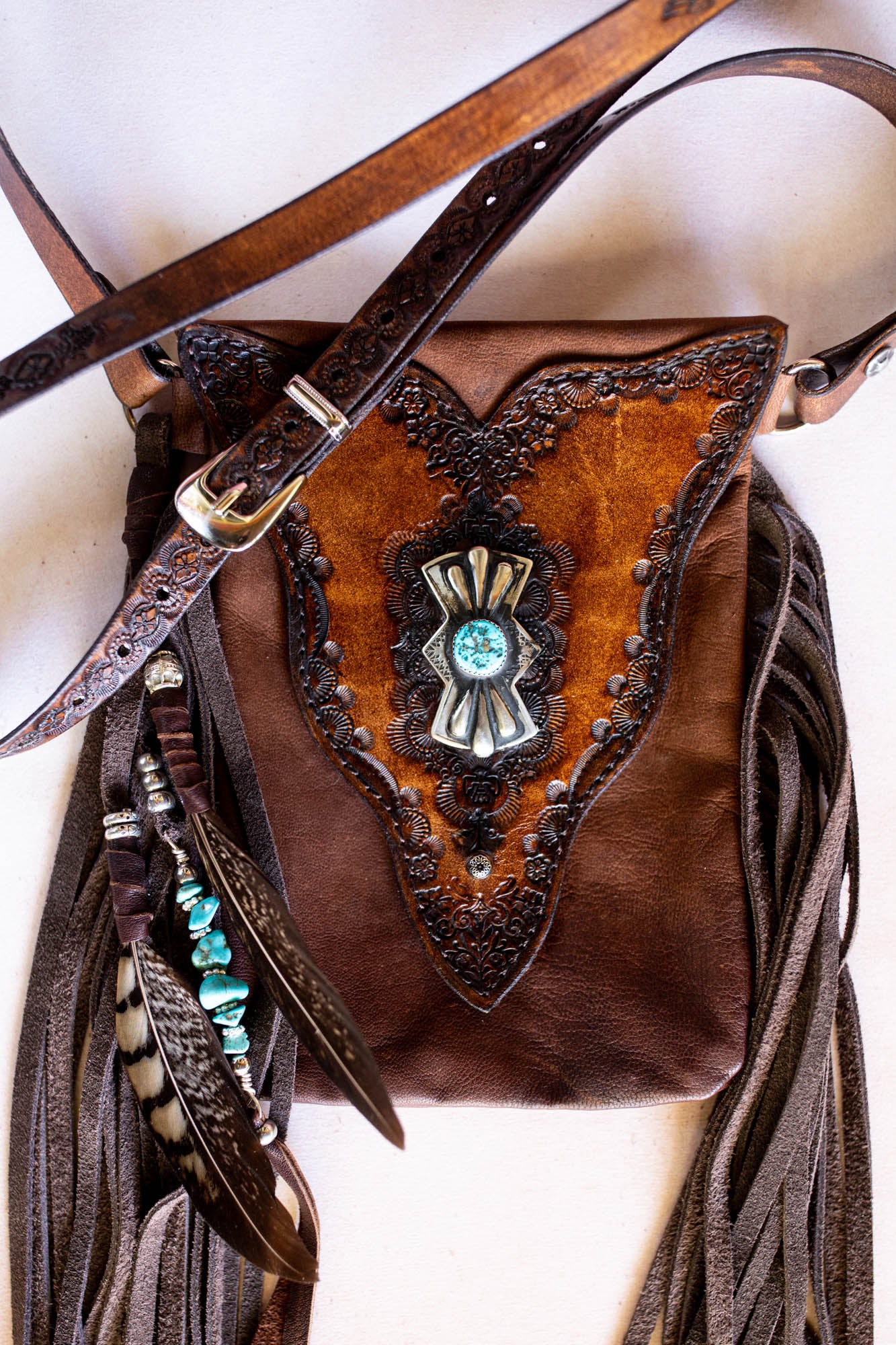 Gypsy Wanderer Phone Pouch with Navajo Concho