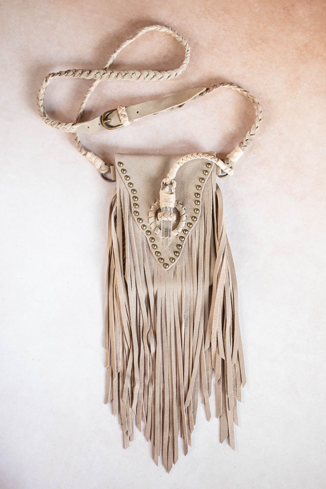 Tasselled Nomad Phone Pouch with Quartz Crystal