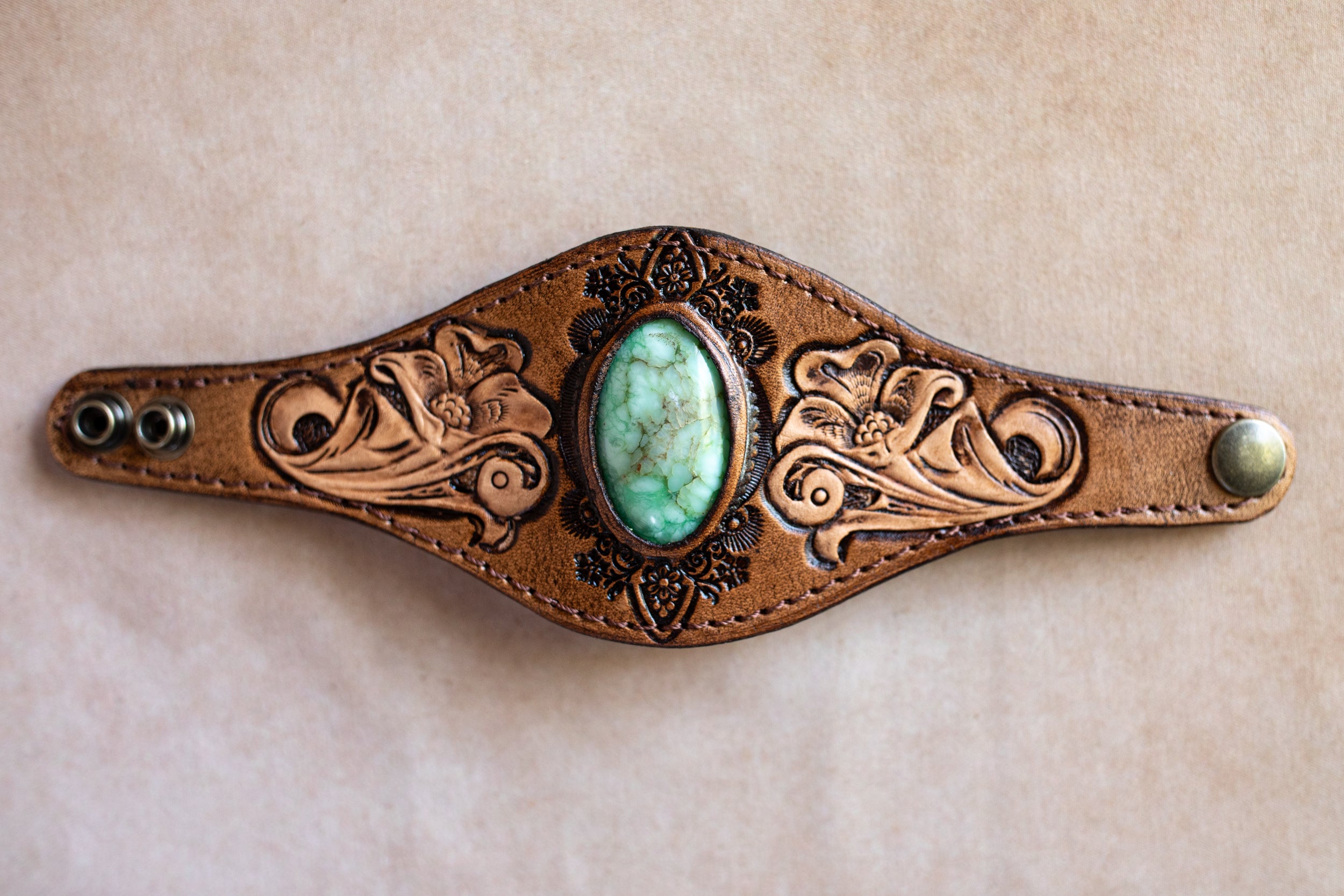 Western Floral Cuff with Chrysoprase