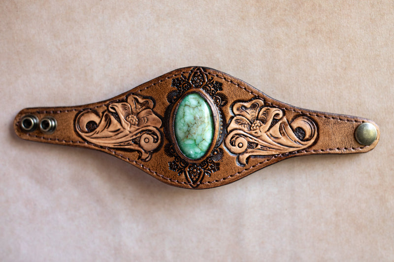 Western Floral Cuff with Chrysoprase