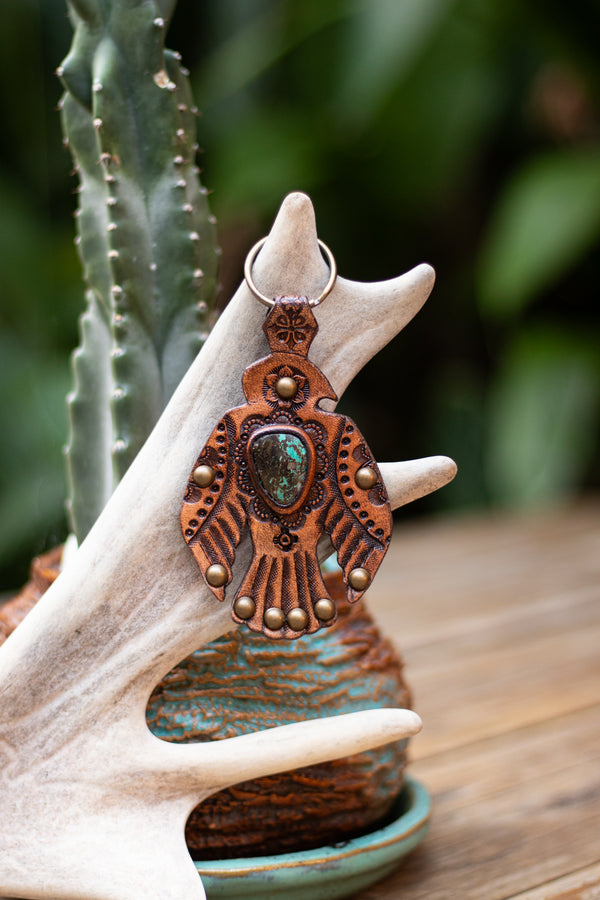 Thunderbird Key Ring with High Grade Turquoise