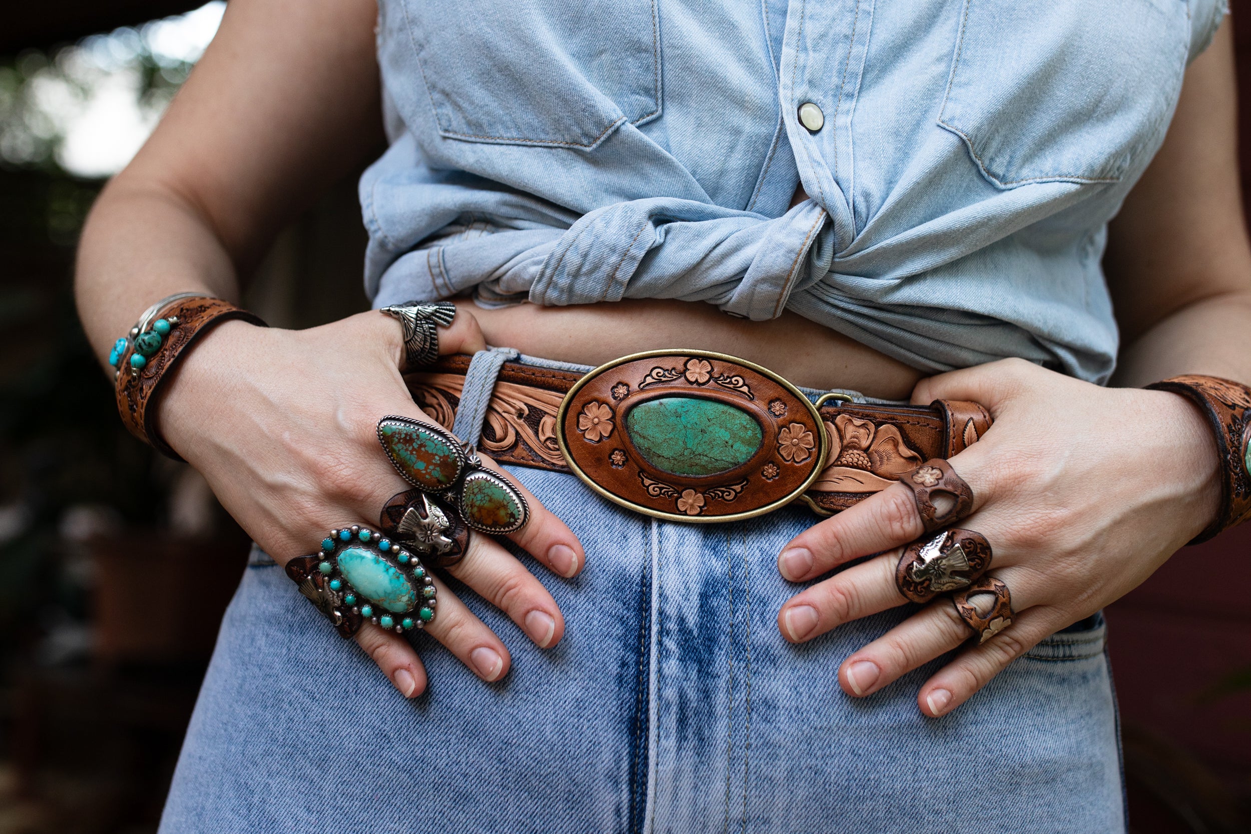 Desert Ranger Belt with Turquoise