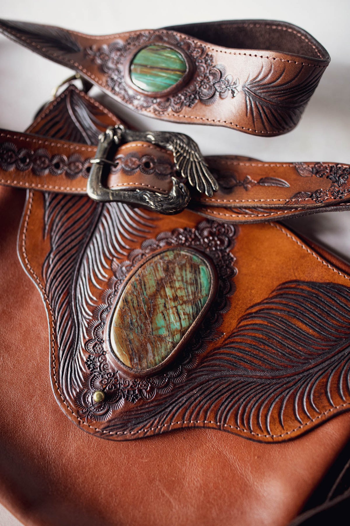 Eagle Feather Gypsy Wanderer Bag with Dragon Stone