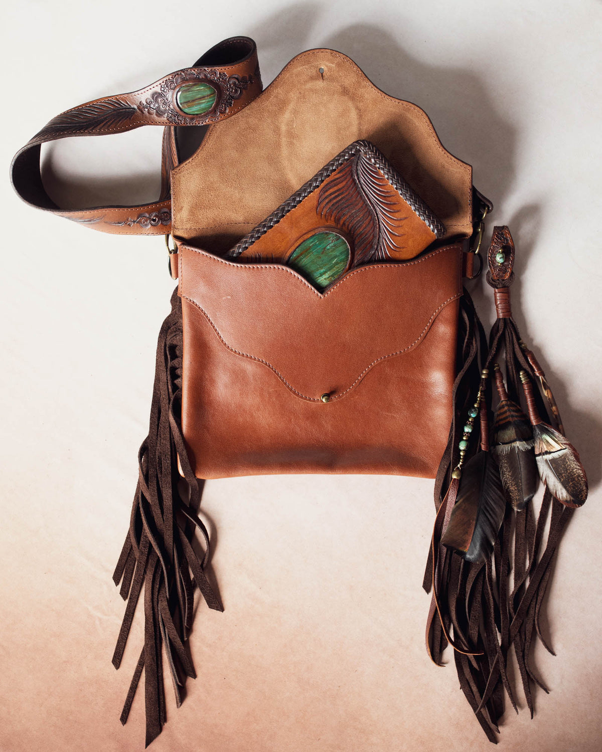 Eagle Feather Gypsy Wanderer Bag with Dragon Stone