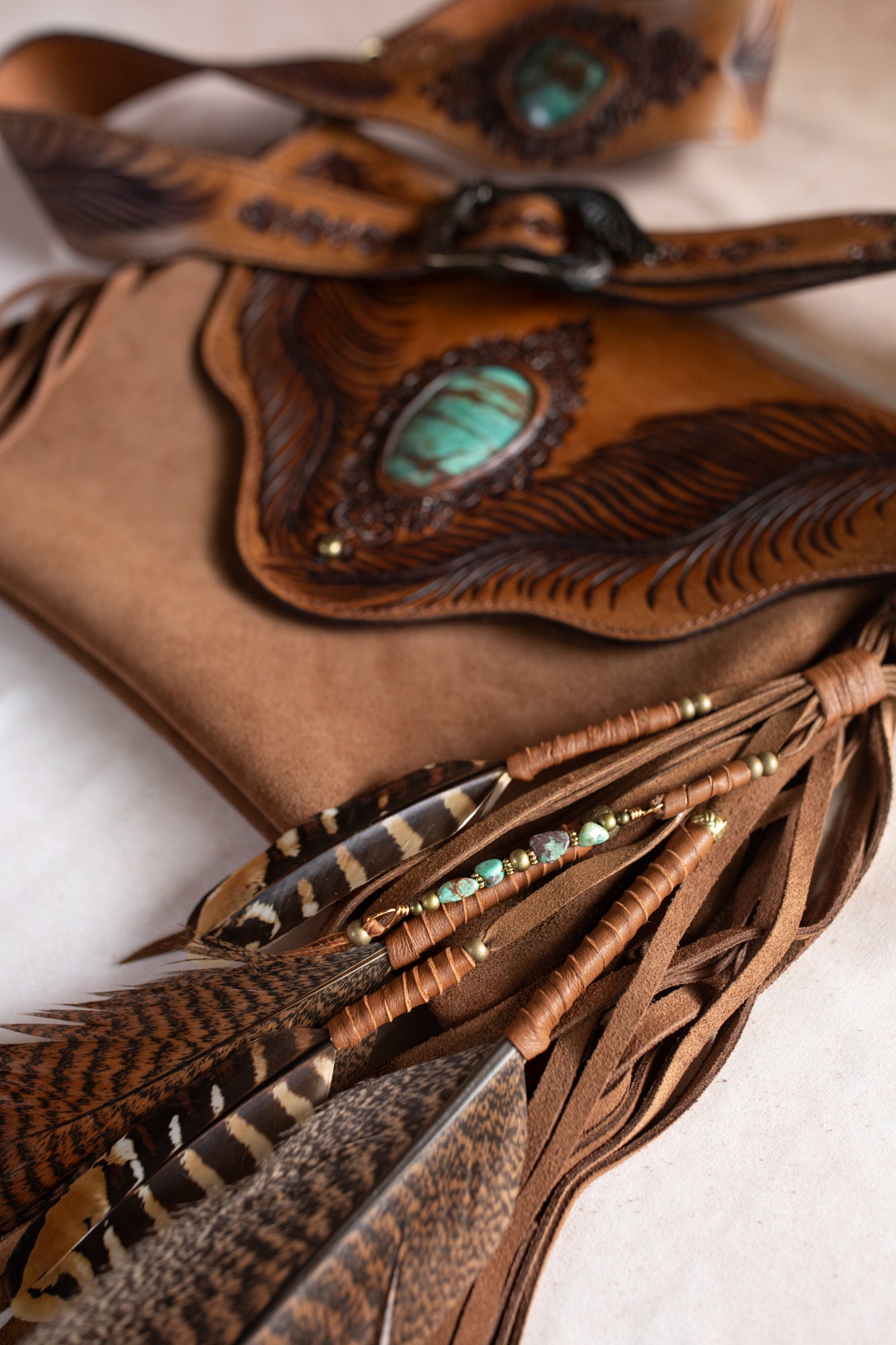 Eagle Feather Gypsy Wanderer Bag with Dragon Stone