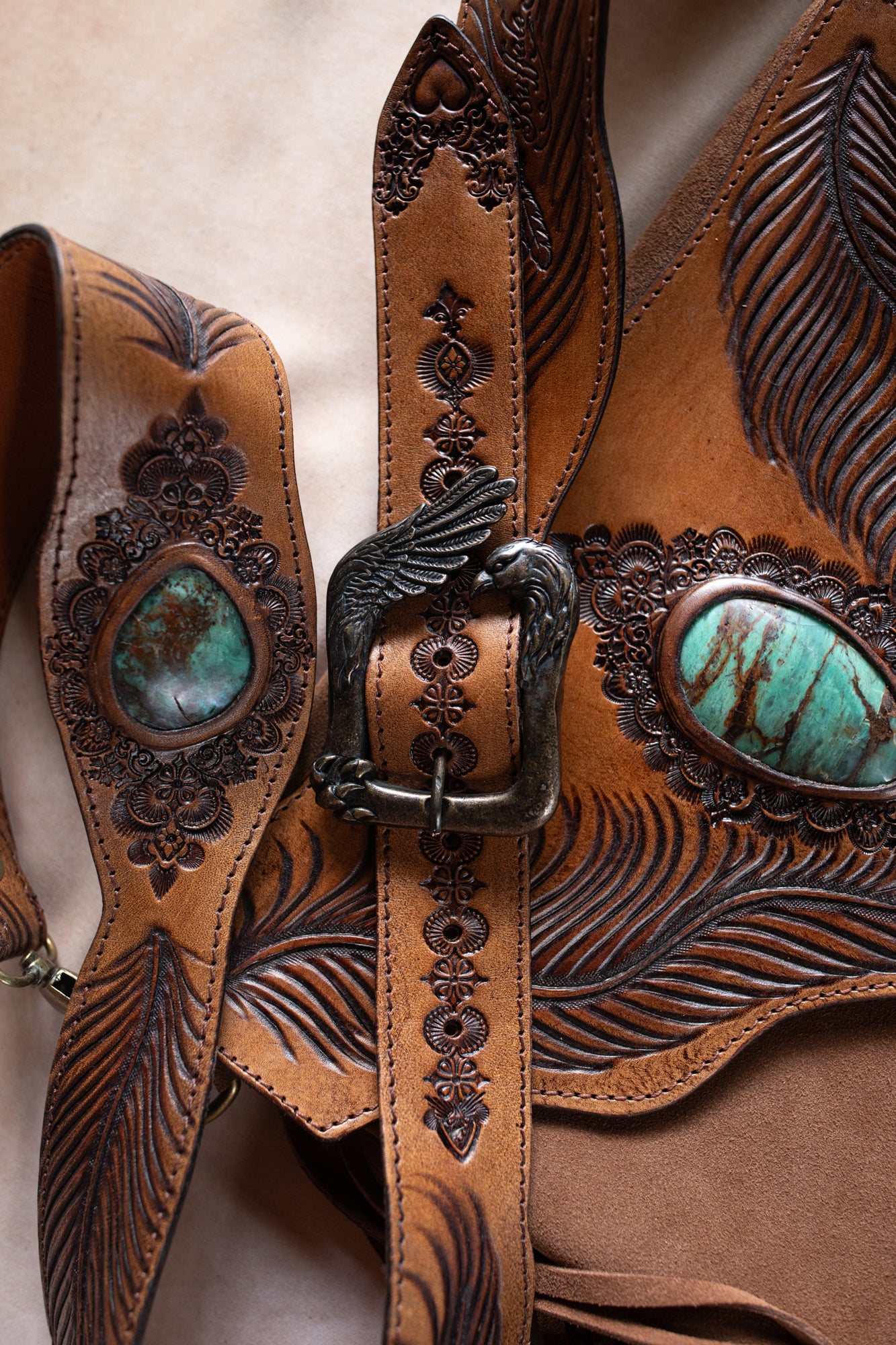 Eagle Feather Gypsy Wanderer Bag with Dragon Stone