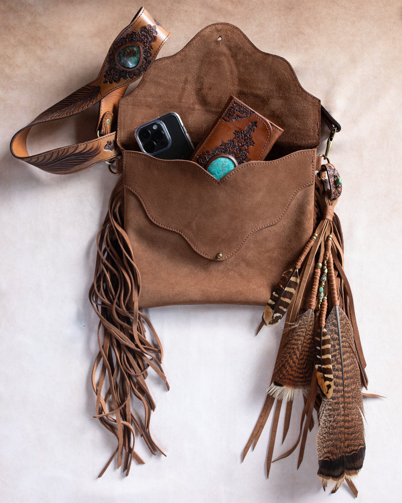 Eagle Feather Gypsy Wanderer Bag with Dragon Stone