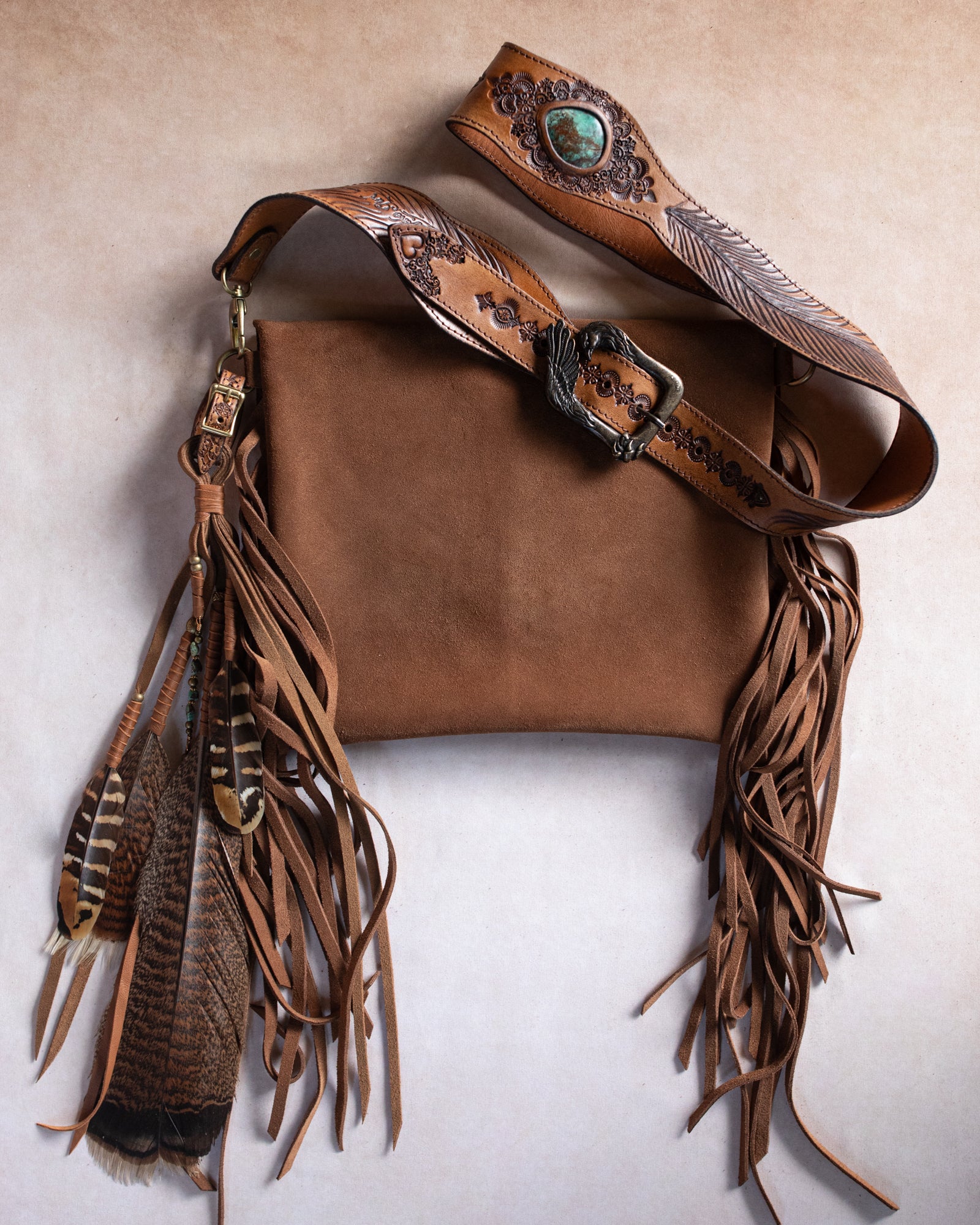 Eagle Feather Gypsy Wanderer Bag with Dragon Stone