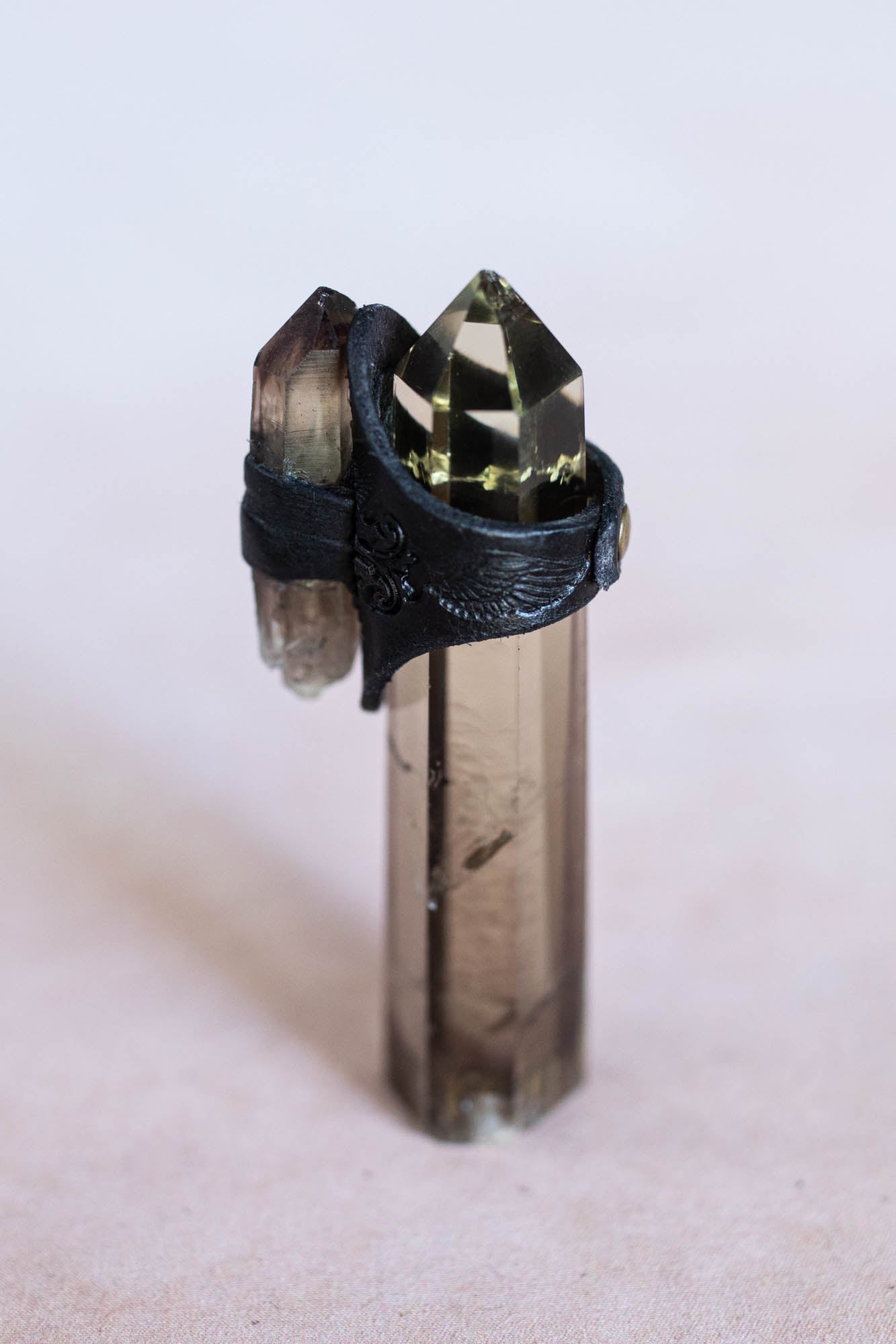 Black Magic Druid Ring with Smoky Quartz
