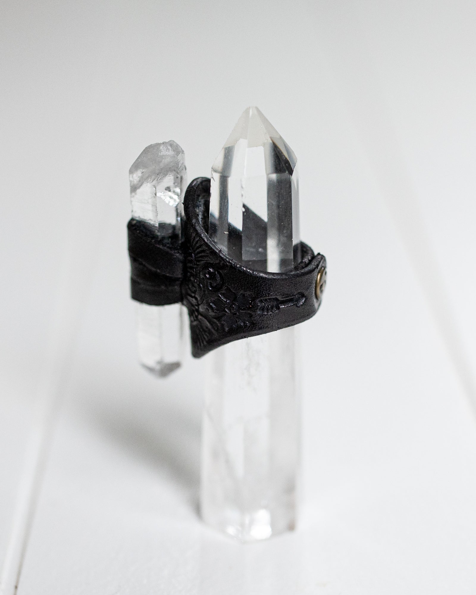 Black Magic Druid Ring with Clear Quartz