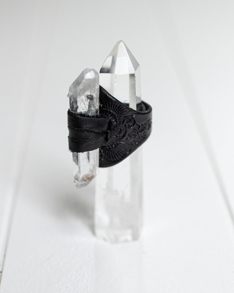 Black Magic Druid Ring with Clear Quartz