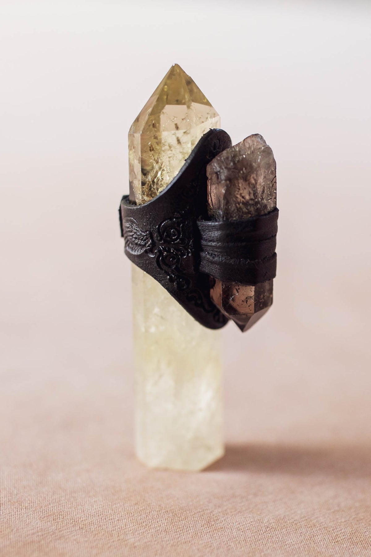 Black Magic Druid Ring with Smoky Quartz
