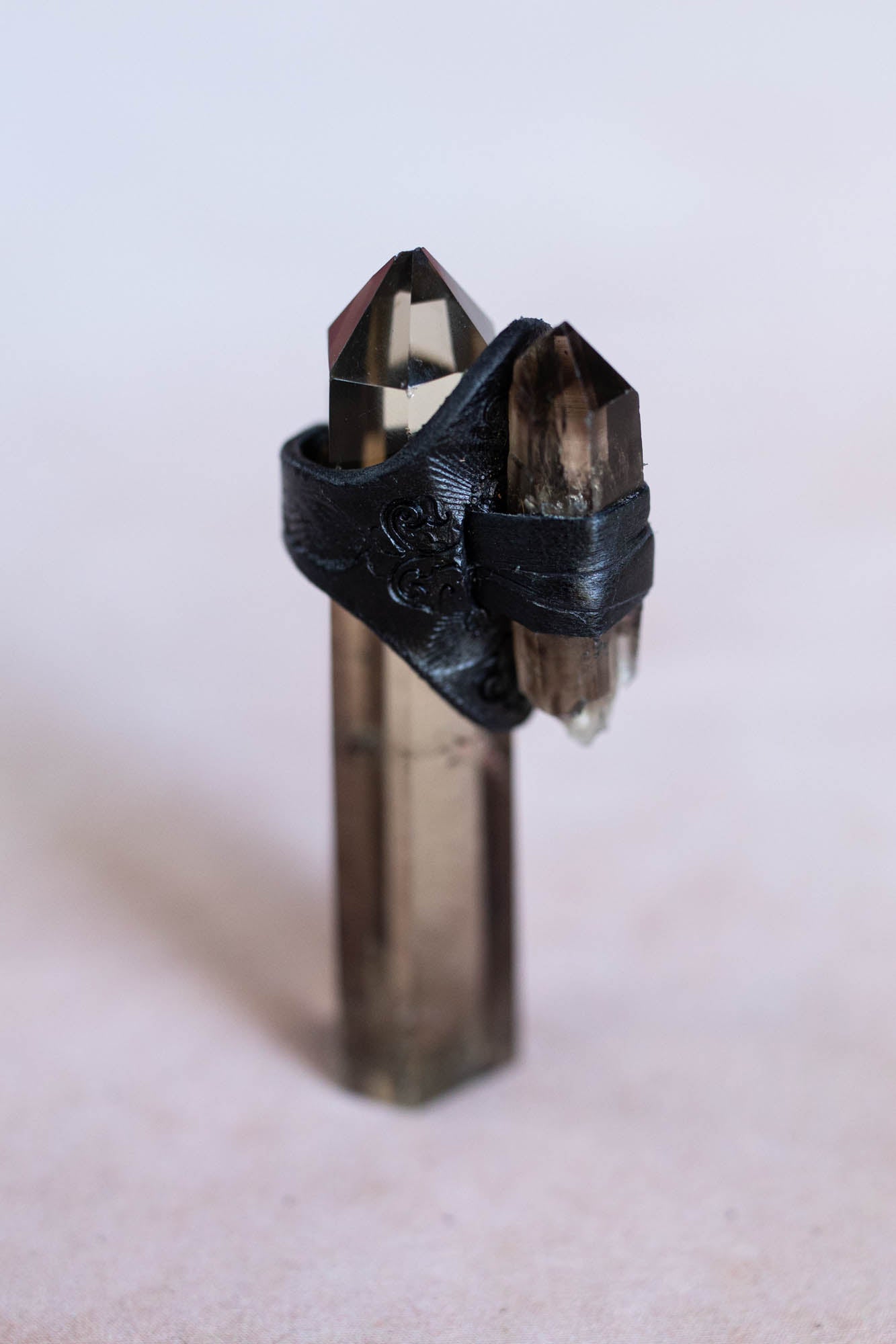 Black Magic Druid Ring with Smoky Quartz