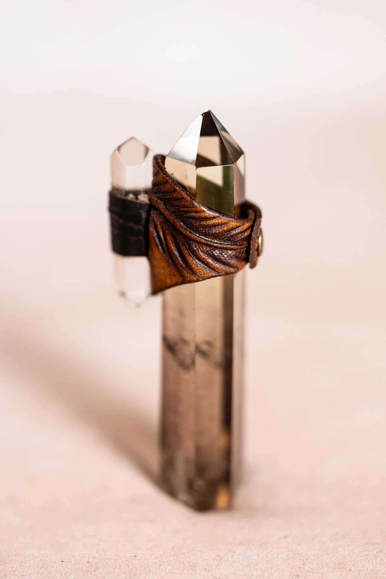 Feather Druid Ring with Clear Quartz