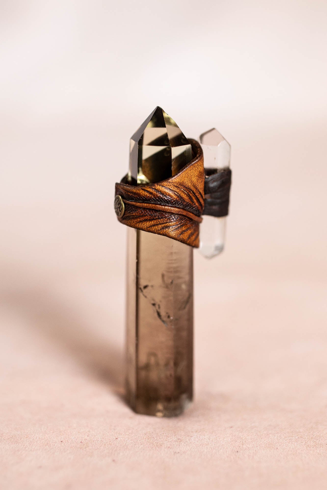 Feather Druid Ring with Clear Quartz