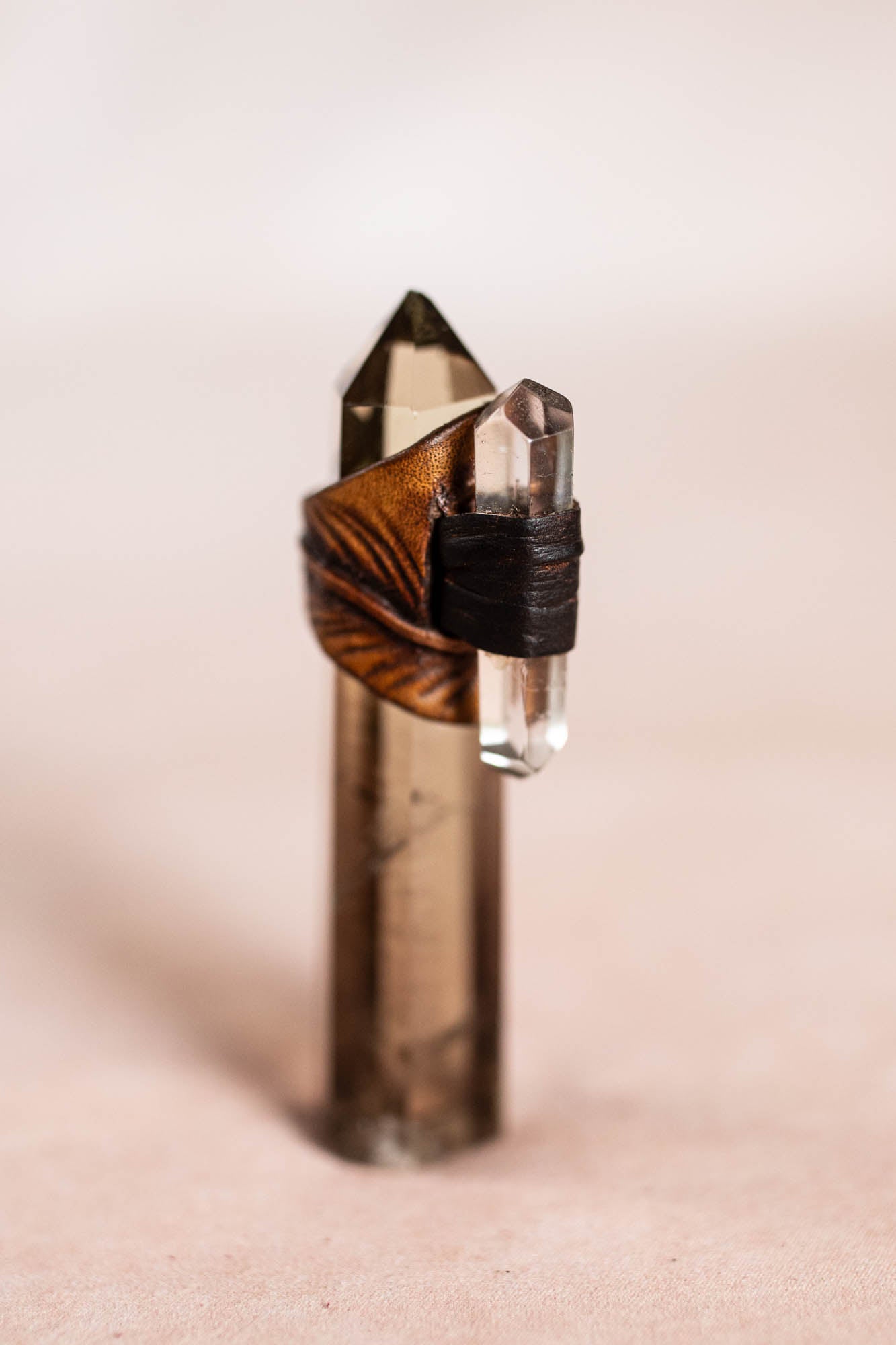 Feather Druid Ring with Clear Quartz