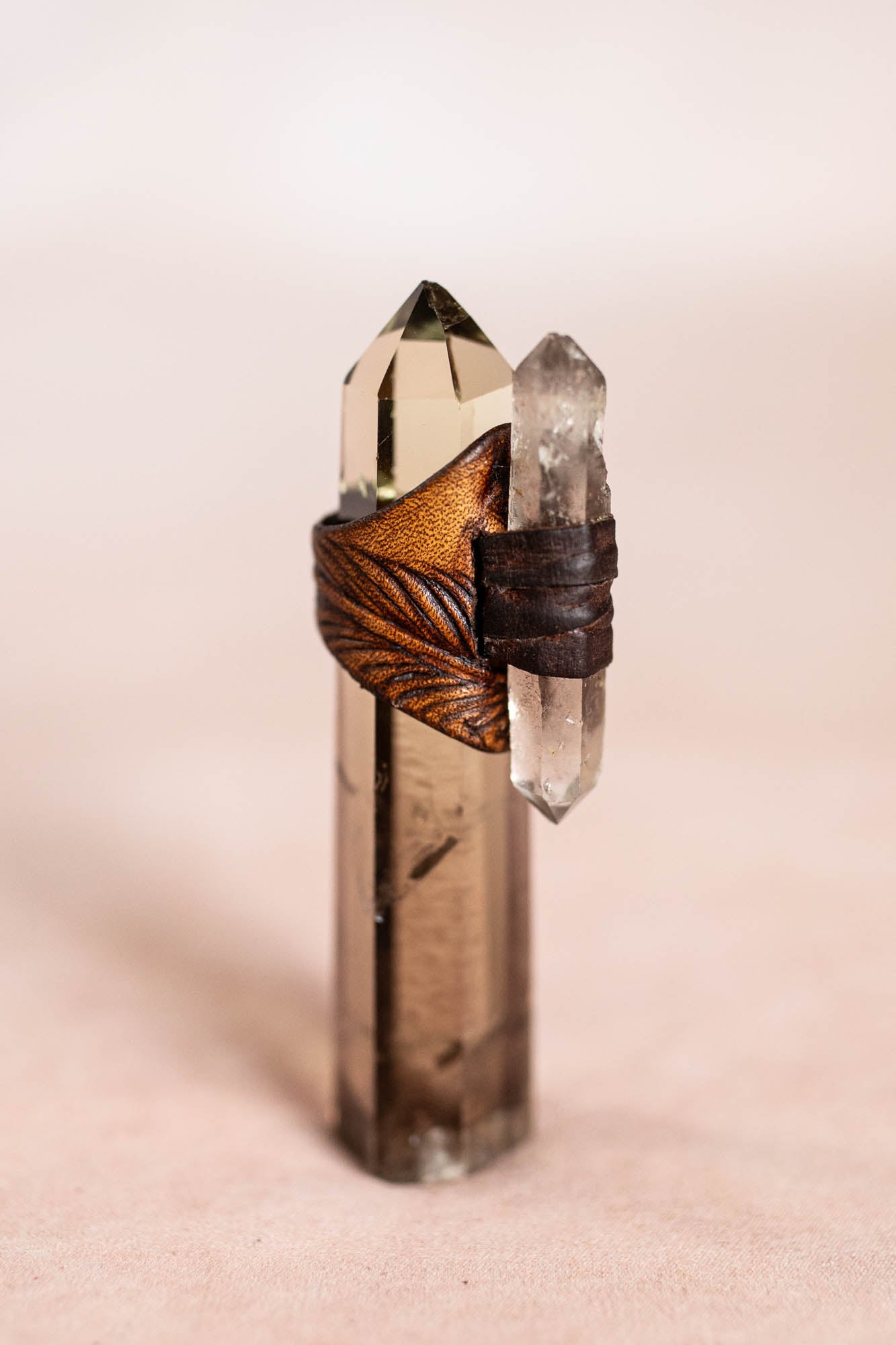 Feather Druid Ring with Smoky Quartz