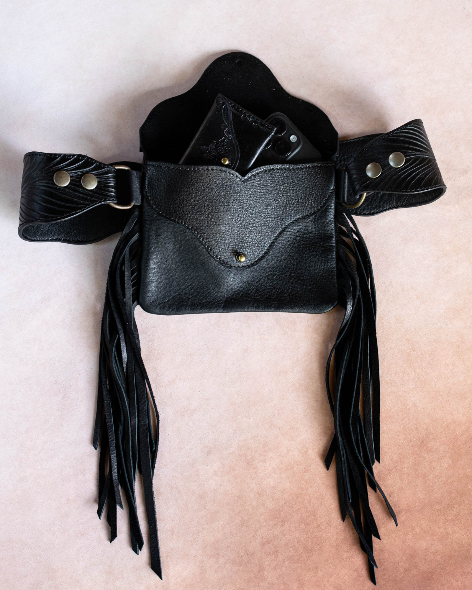 Gunslinger Feather Belt Pouch with Labradorite
