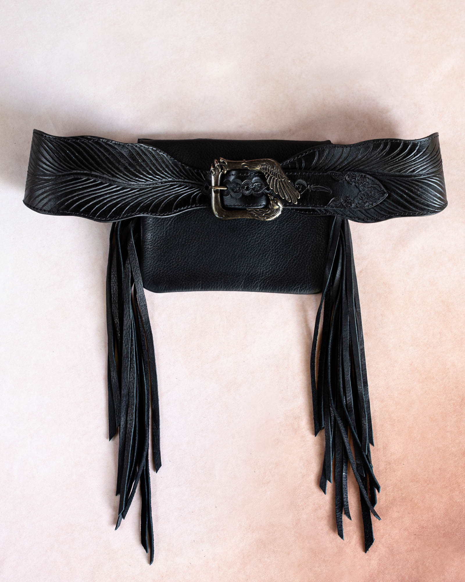 Gunslinger Feather Belt Pouch with Labradorite