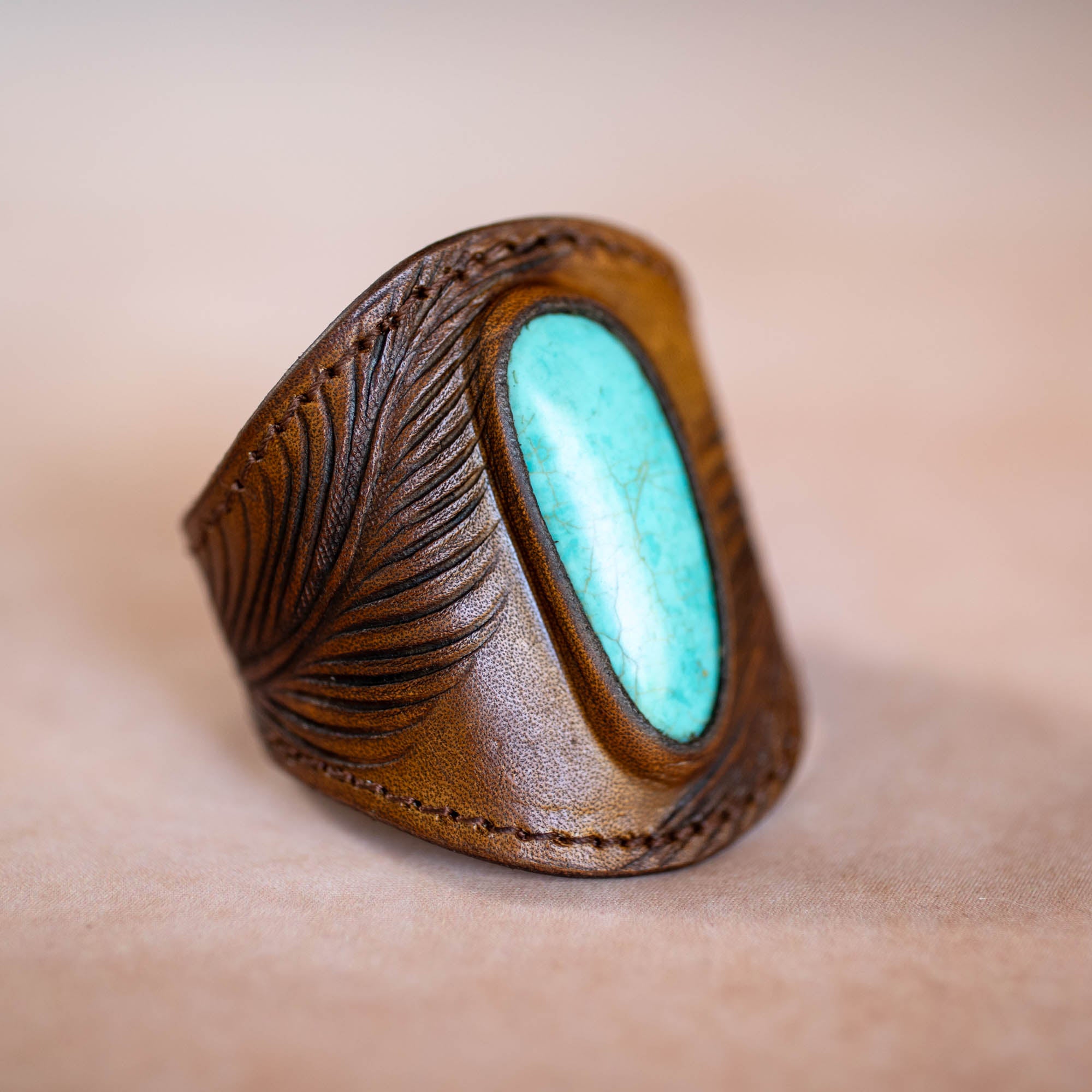 Eagle Feather Cuff with Turquoise
