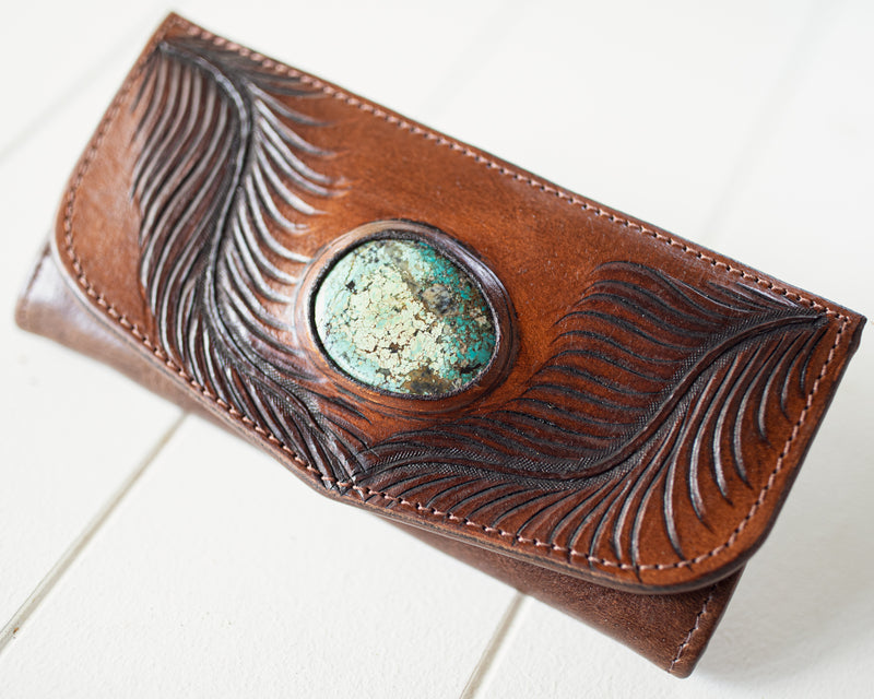 Eagle Feather Wallet with Turquoise