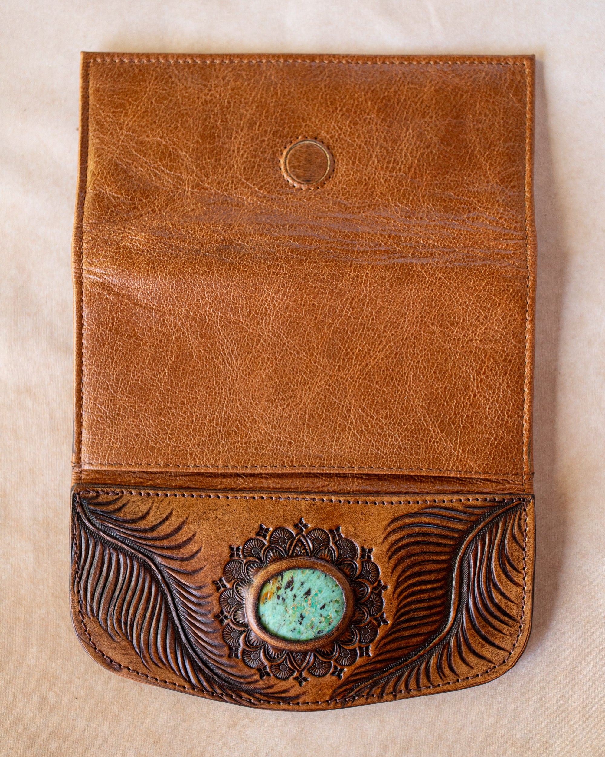 Eagle Feather Wallet with Mexican Turquoise